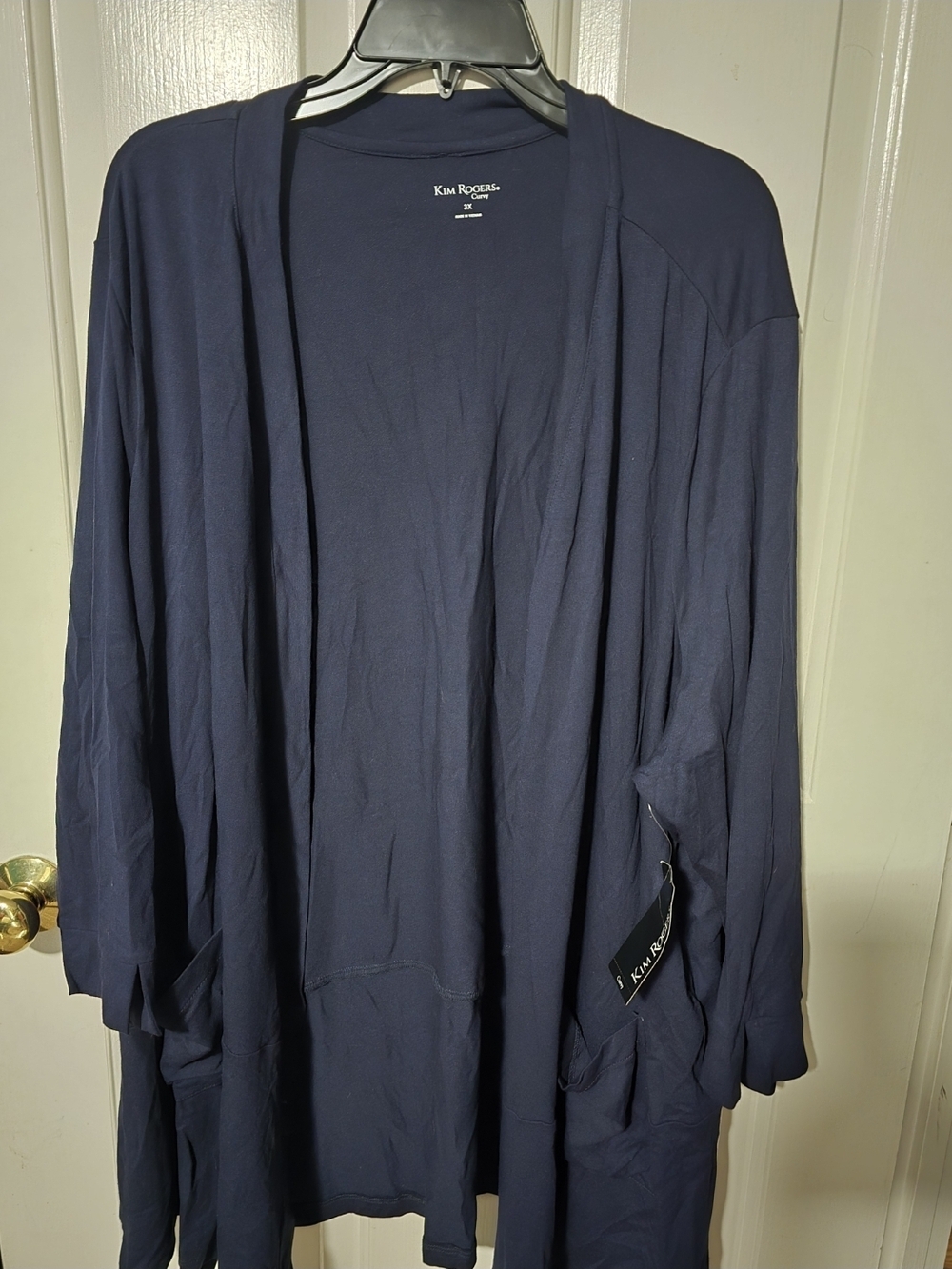 Kim Rogers Dark Navy Draped Open Cardigan
